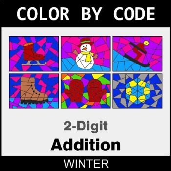 Winter: 2-Digit Addition - Coloring Worksheets | Color by Code