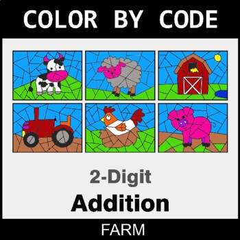 2-Digit Addition - Coloring Worksheets | Color by Code