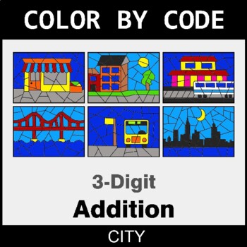 3-Digit Addition - Coloring Worksheets | Color by Code