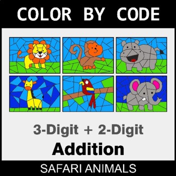 3-Digit + 2-Digit Addition - Coloring Worksheets | Color by Code