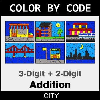 3-Digit + 2-Digit Addition - Coloring Worksheets | Color by Code