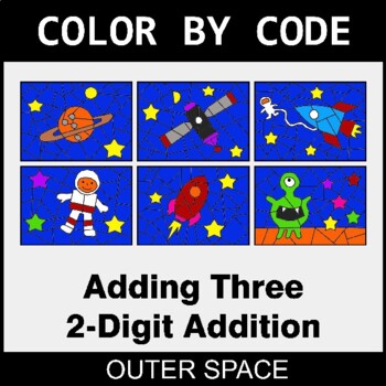 Adding Three 2-Digit Addition - Coloring Worksheets | Color by Code