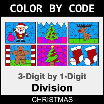 Christmas: 3-Digit by 1-Digit Division - Coloring Worksheets | Color by Code
