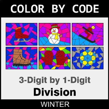 Winter: 3-Digit by 1-Digit Division - Coloring Worksheets | Color by Code