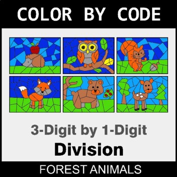 3-Digit by 1-Digit Division - Coloring Worksheets | Color by Code