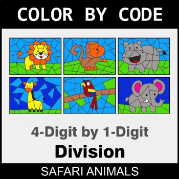 4-Digit by 1-Digit Division - Coloring Worksheets | Color by Code