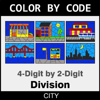 4-Digit by 2-Digit Division - Coloring Worksheets | Color by Code