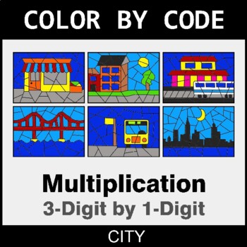 Multiplication: 3-Digit by 1-Digit - Coloring Worksheets | Color by Code