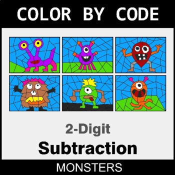 2-Digit Subtraction - Coloring Worksheets | Color by Code