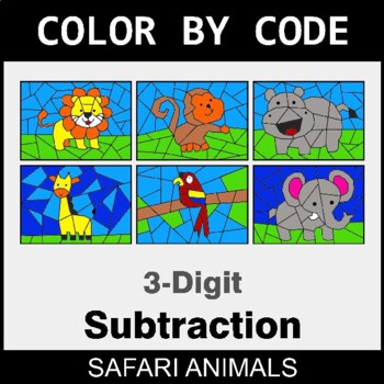 3-Digit Subtraction - Coloring Worksheets | Color by Code