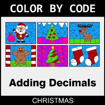 Christmas: Adding Decimals - Coloring Worksheets | Color by Code