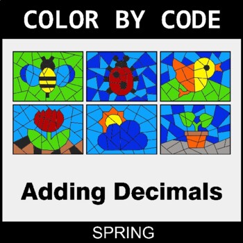 Spring: Adding Decimals - Coloring Worksheets | Color by Code