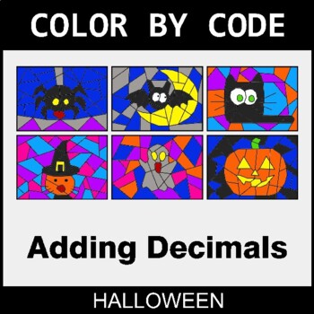 Halloween: Adding Decimals - Coloring Worksheets | Color by Code
