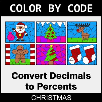 Christmas: Converting Decimals to Percents - Coloring Worksheets | Color by Code