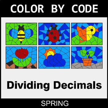 Spring: Dividing Decimals - Coloring Worksheets | Color by Code
