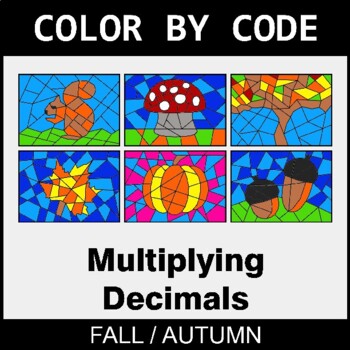 Fall: Multiplying Decimals - Coloring Worksheets | Color by Code