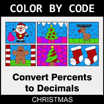 Christmas: Converting Percents to Decimals - Coloring Worksheets | Color by Code