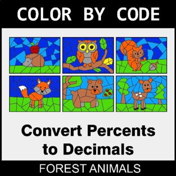 Converting Percents to Decimals - Coloring Worksheets | Color by Code