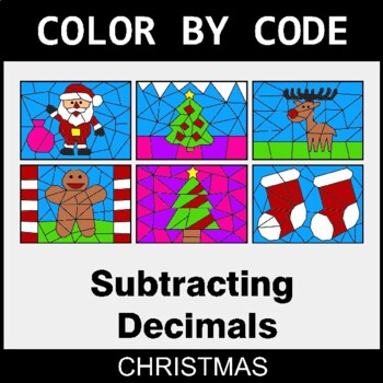 Christmas: Subtracting Decimals - Coloring Worksheets | Color by Code