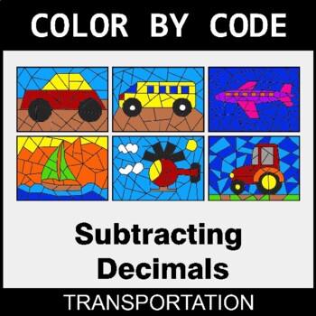 Subtracting Decimals - Coloring Worksheets | Color by Code