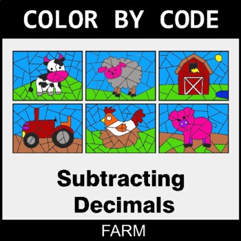 Subtracting Decimals - Coloring Worksheets | Color by Code