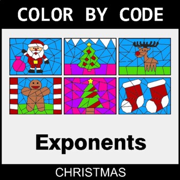 Christmas: Exponents - Coloring Worksheets | Color by Code