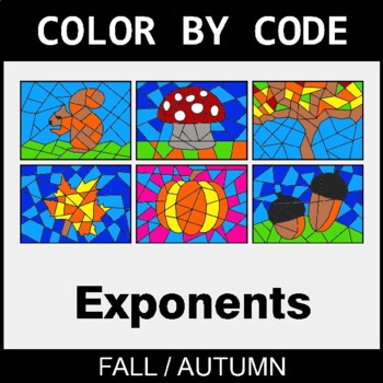 Fall: Exponents - Coloring Worksheets | Color by Code