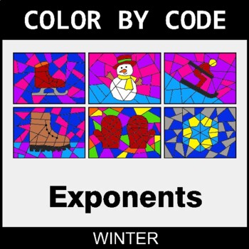 Winter: Exponents - Coloring Worksheets | Color by Code