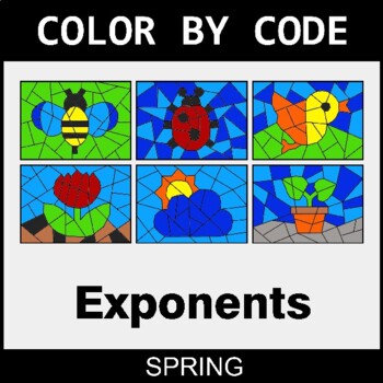 Spring: Exponents - Coloring Worksheets | Color by Code