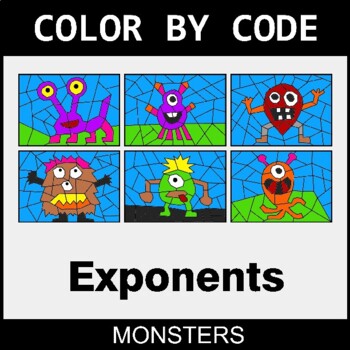 Exponents - Coloring Worksheets | Color by Code