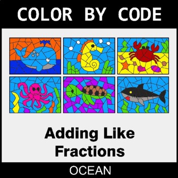 Adding Like Fractions - Coloring Worksheets | Color by Code
