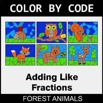 Adding Like Fractions - Coloring Worksheets | Color by Code