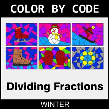 Winter: Dividing Fractions - Coloring Worksheets | Color by Code