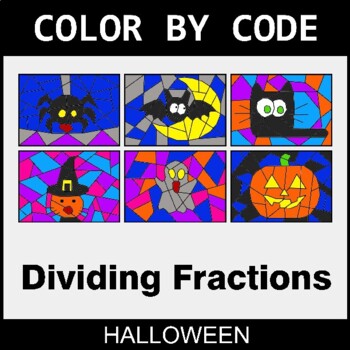 Halloween: Dividing Fractions - Coloring Worksheets | Color by Code