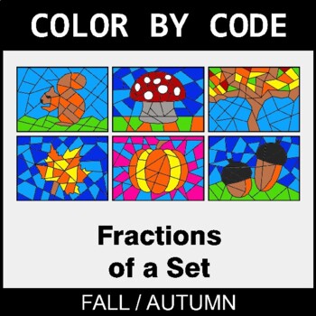 Fall: Fractions of a Set - Coloring Worksheets | Color by Code
