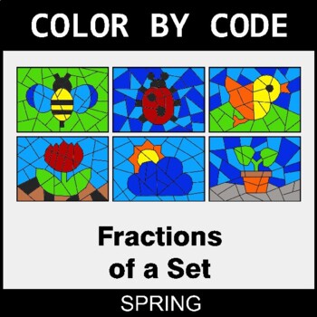 Spring: Fractions of a Set - Coloring Worksheets | Color by Code
