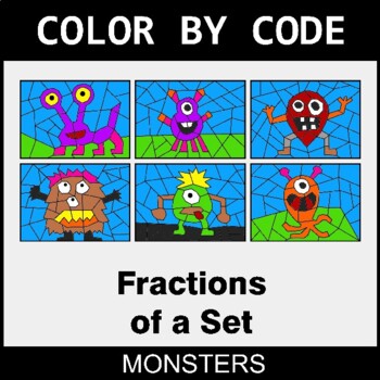 Fractions of a Set - Coloring Worksheets | Color by Code
