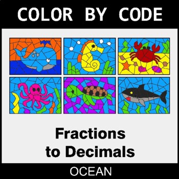Converting Fractions to Decimals - Coloring Worksheets | Color by Code