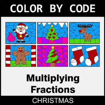Christmas: Multiplying Fractions - Coloring Worksheets | Color by Code