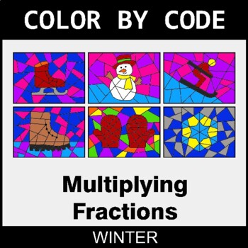 Winter: Multiplying Fractions - Coloring Worksheets | Color by Code