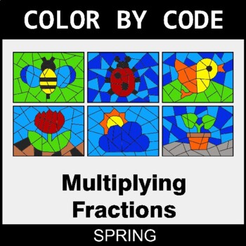 Spring: Multiplying Fractions - Coloring Worksheets | Color by Code
