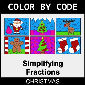 Christmas: Simplifying Fractions - Coloring Worksheets | Color by Code