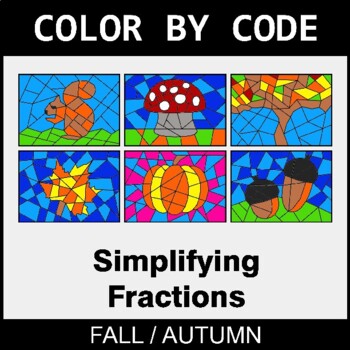 Fall: Simplifying Fractions - Coloring Worksheets | Color by Code
