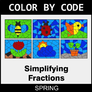 Spring: Simplifying Fractions - Coloring Worksheets | Color by Code