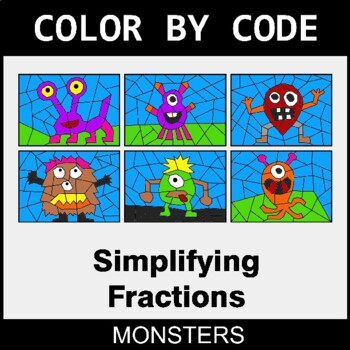 Simplifying Fractions - Coloring Worksheets | Color by Code