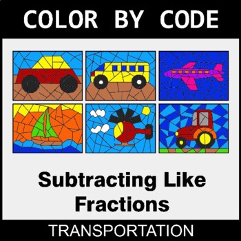 Subtracting Like Fractions - Coloring Worksheets | Color by Code