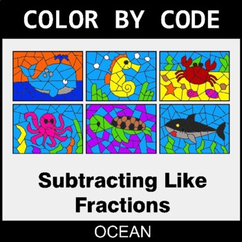 Subtracting Like Fractions - Coloring Worksheets | Color by Code