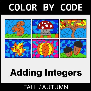 Fall: Adding Integers - Coloring Worksheets | Color by Code