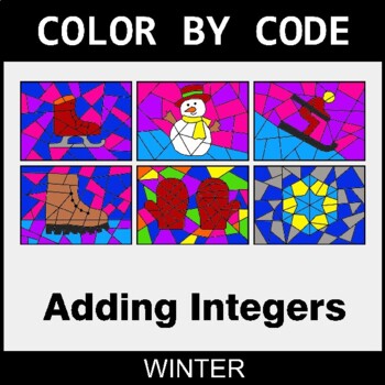 Winter: Adding Integers - Coloring Worksheets | Color by Code
