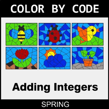 Spring: Adding Integers - Coloring Worksheets | Color by Code